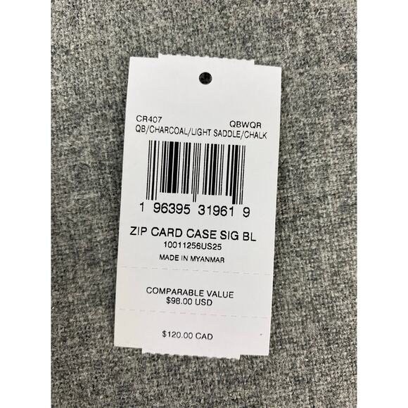 COACH CR407 Zip Card Case Colorblock Signature Wallet Charcoal/SaddleChk - Picture 3 of 10